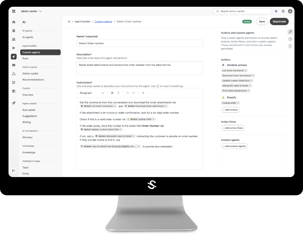 Zendesk Custom AI Agents